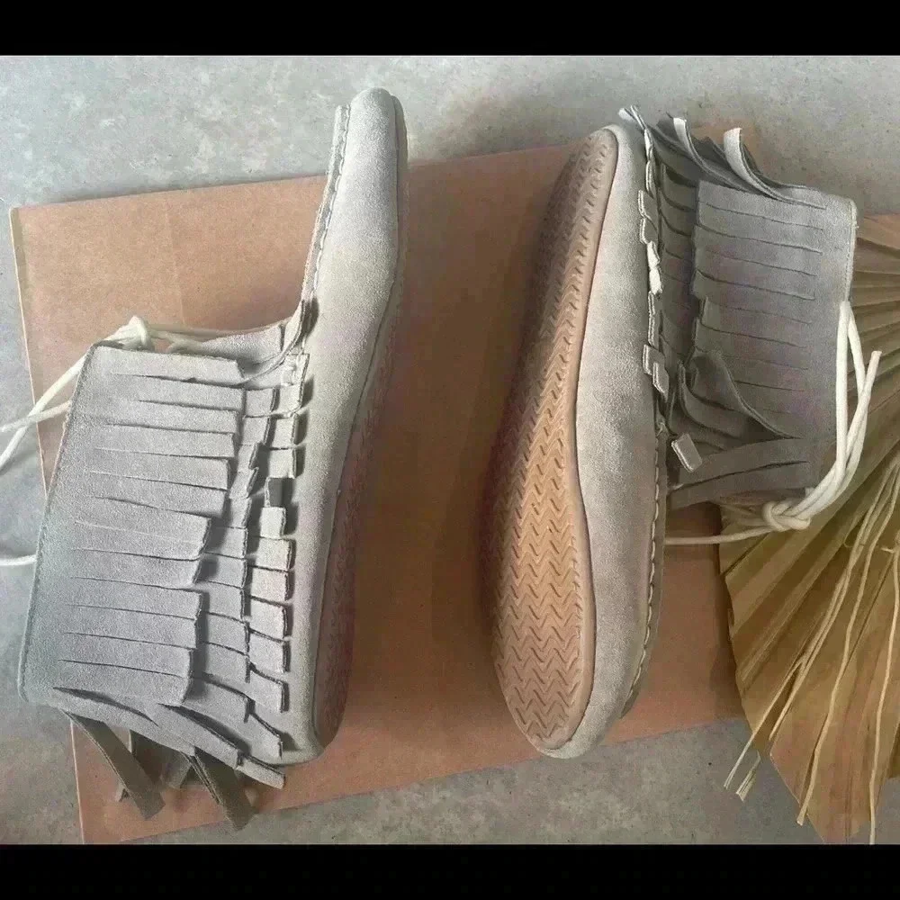 NEW Monkey Feet Fringed Moccasins Size 38 | 6.5-7 - Picture 2 of 9